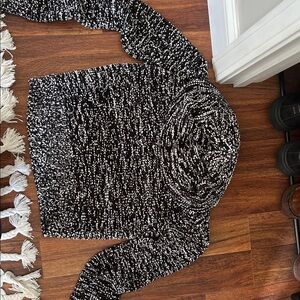 New York & Company Black and White Cowl Neck Sweater